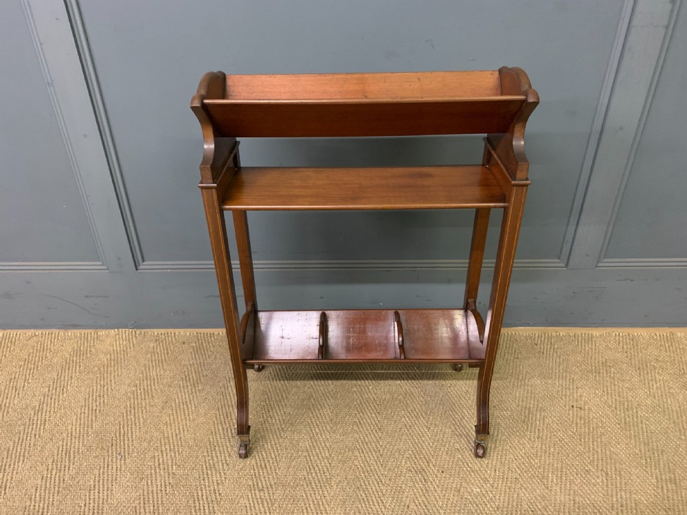 Edwardian Inlaid Mahogany Book Trough View II