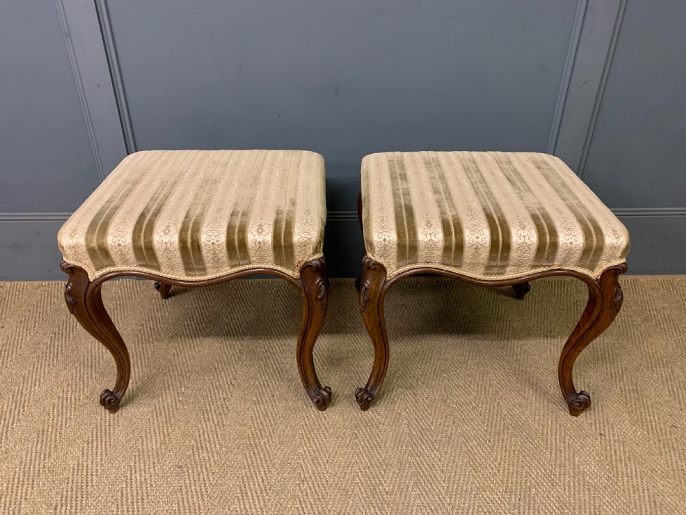 Pair of Victorian Cabriole Leg Stools View V