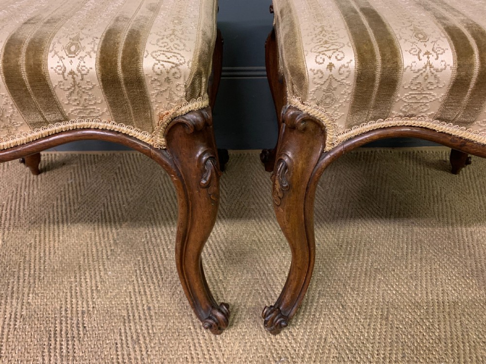 Pair of Victorian Cabriole Leg Stools View VI