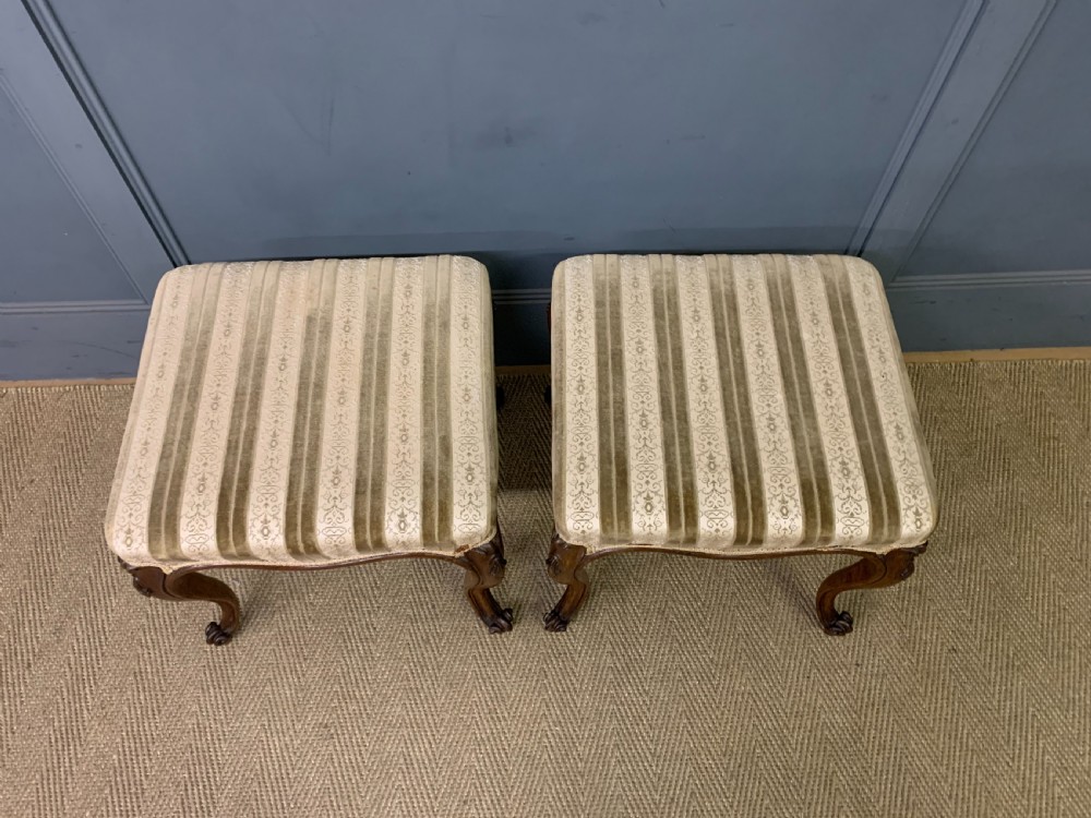 Pair of Victorian Cabriole Leg Stools View VII