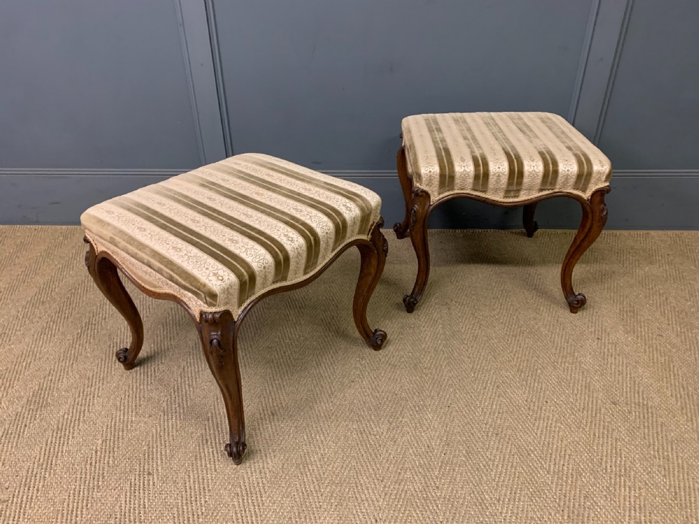 Pair of Victorian Cabriole Leg Stools View VIII