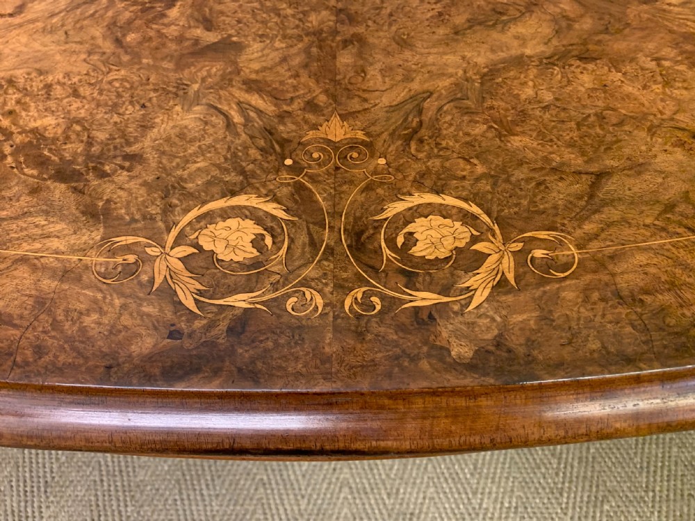 Large Sized Victorian Inlaid Burr Walnut Coffee Table View IV