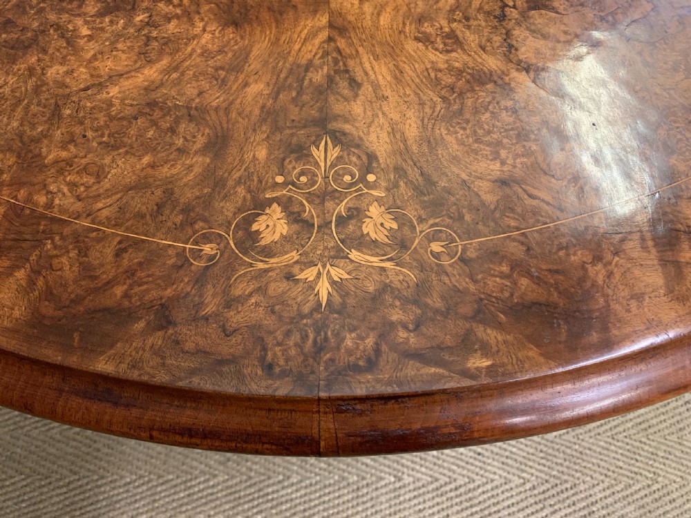 Large Sized Victorian Inlaid Burr Walnut Coffee Table View V