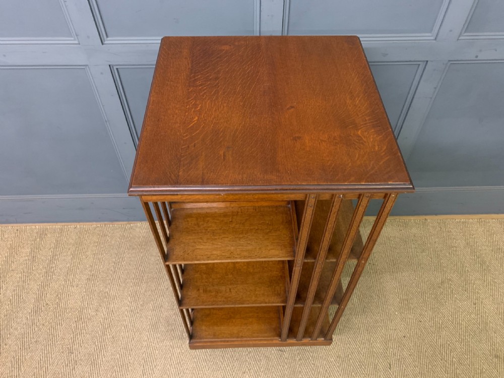 Large Sized 3 Tier Oak Revolving Bookcase View IV