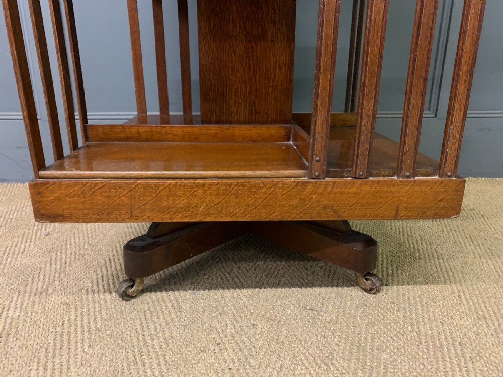 Large Sized 3 Tier Oak Revolving Bookcase View VI