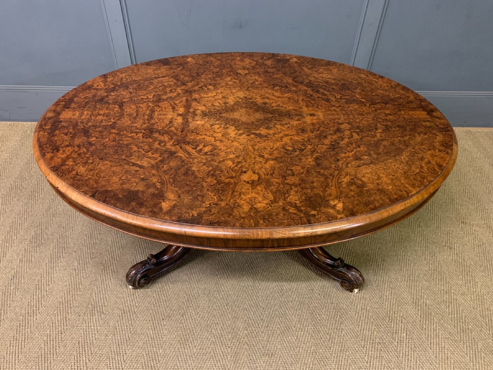 Large Sized Victorian Burr Walnut Coffee Table View III