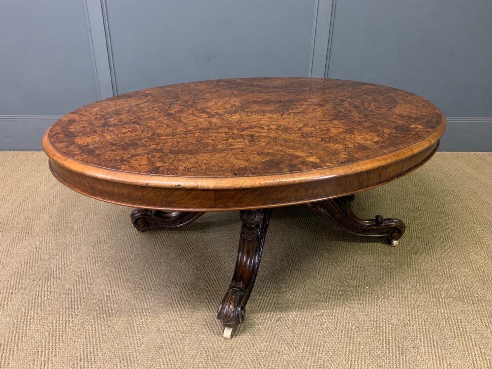 Large Sized Victorian Burr Walnut Coffee Table View VII