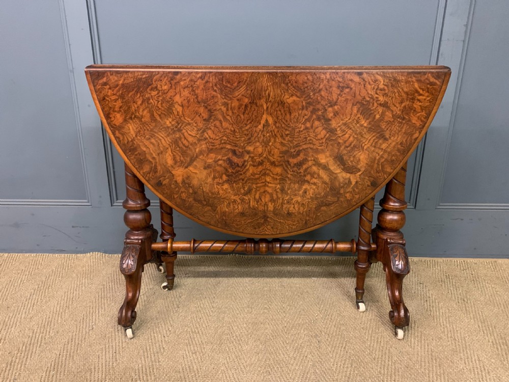 Large Victorian Burr Walnut Sutherland Table View II