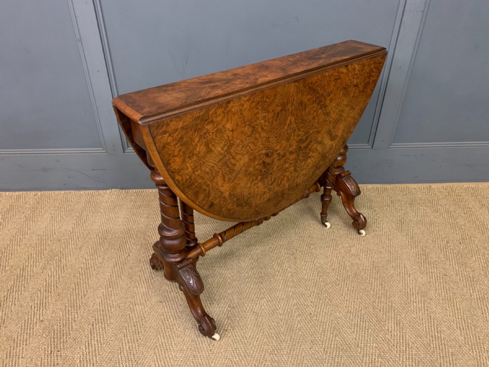Large Victorian Burr Walnut Sutherland Table View IV