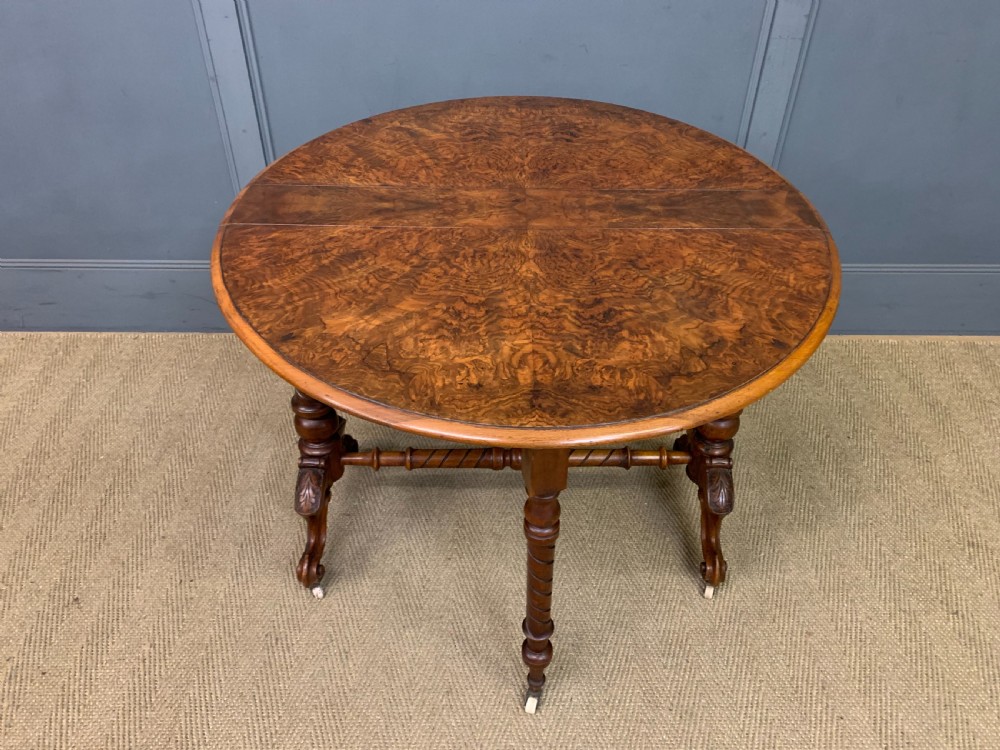 Large Victorian Burr Walnut Sutherland Table View X