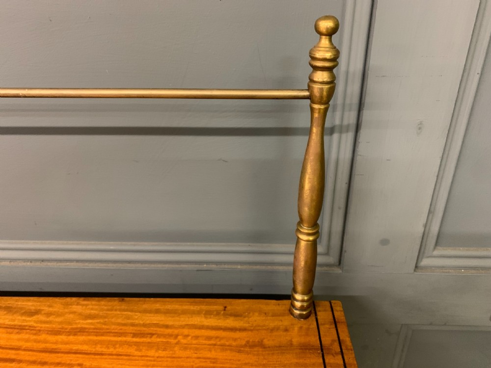 A painted satinwood side table featuring hand-painted floral swags, a single drawer, a lower shelf, tapered square legs, and a raised brass gallery rail. View V