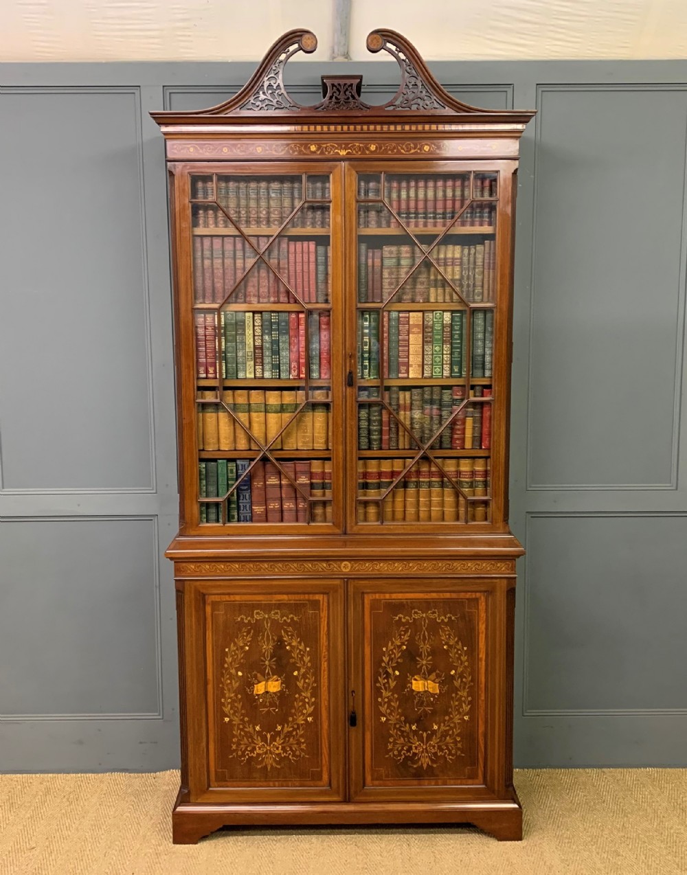 Edwards and Roberts Inlaid Mahogany Bookcase