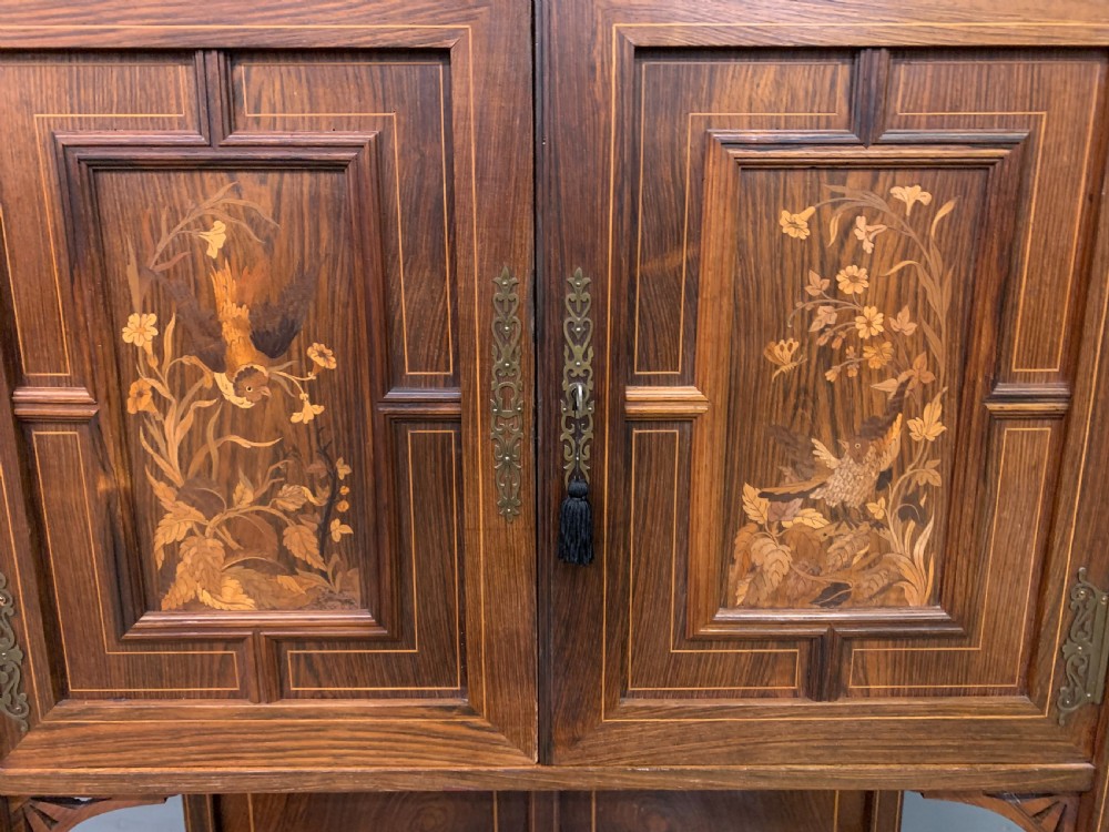 Arts & Crafts Inlaid Rosewood Parlour Cabinet View II