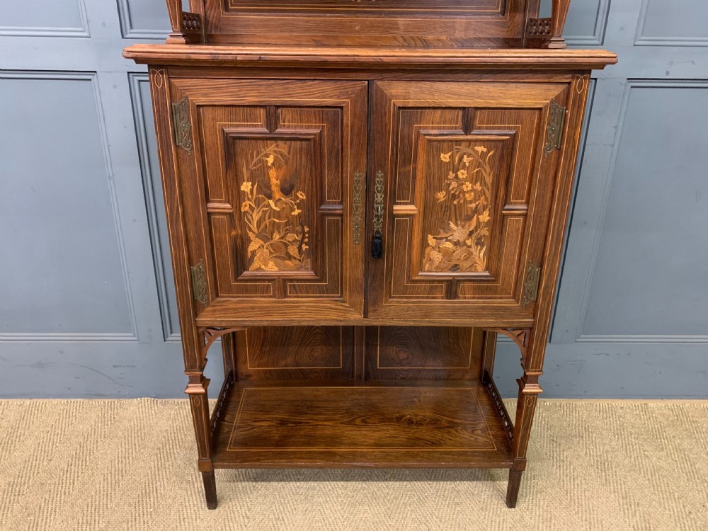 Arts & Crafts Inlaid Rosewood Parlour Cabinet View V