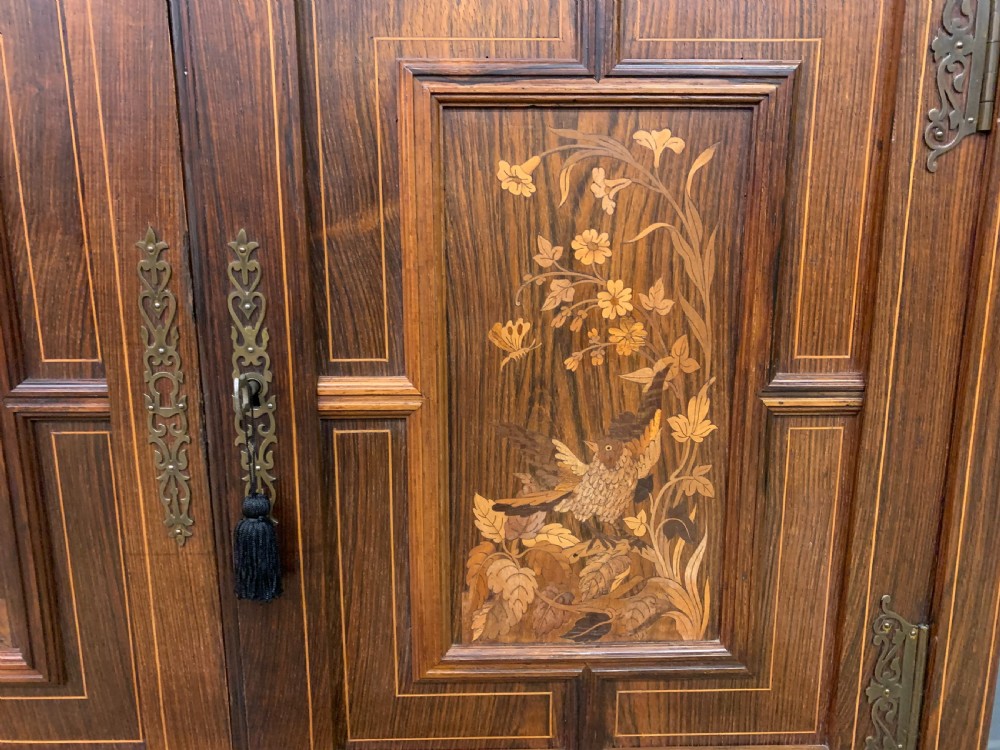 Arts & Crafts Inlaid Rosewood Parlour Cabinet View X