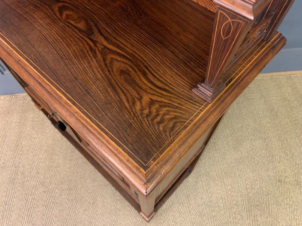 Arts & Crafts Inlaid Rosewood Parlour Cabinet View XVII