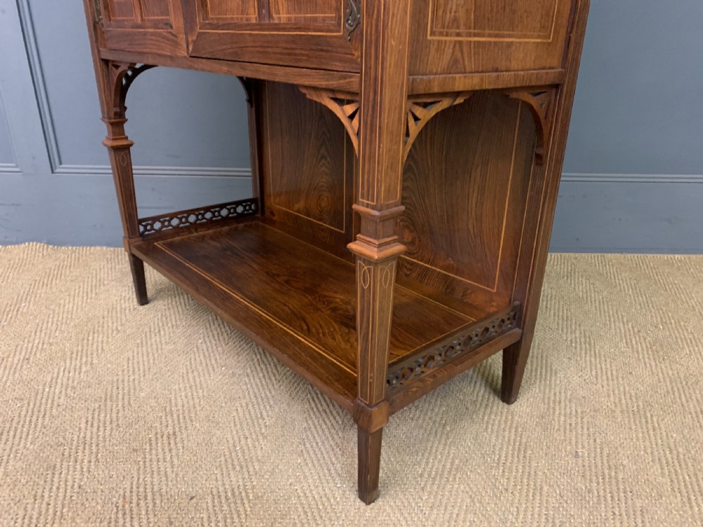 Arts & Crafts Inlaid Rosewood Parlour Cabinet View XIX