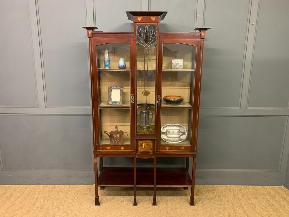 Arts and Crafts Inlaid Mahogany Display Cabinet View II