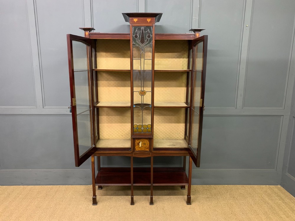 Arts and Crafts Inlaid Mahogany Display Cabinet View III