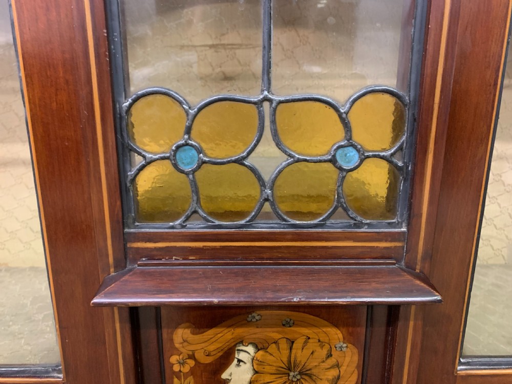 Arts and Crafts Inlaid Mahogany Display Cabinet View X