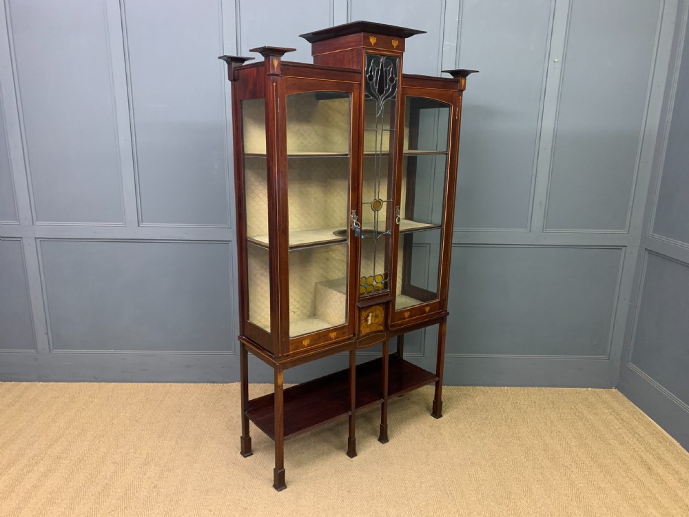 Arts and Crafts Inlaid Mahogany Display Cabinet View XIV