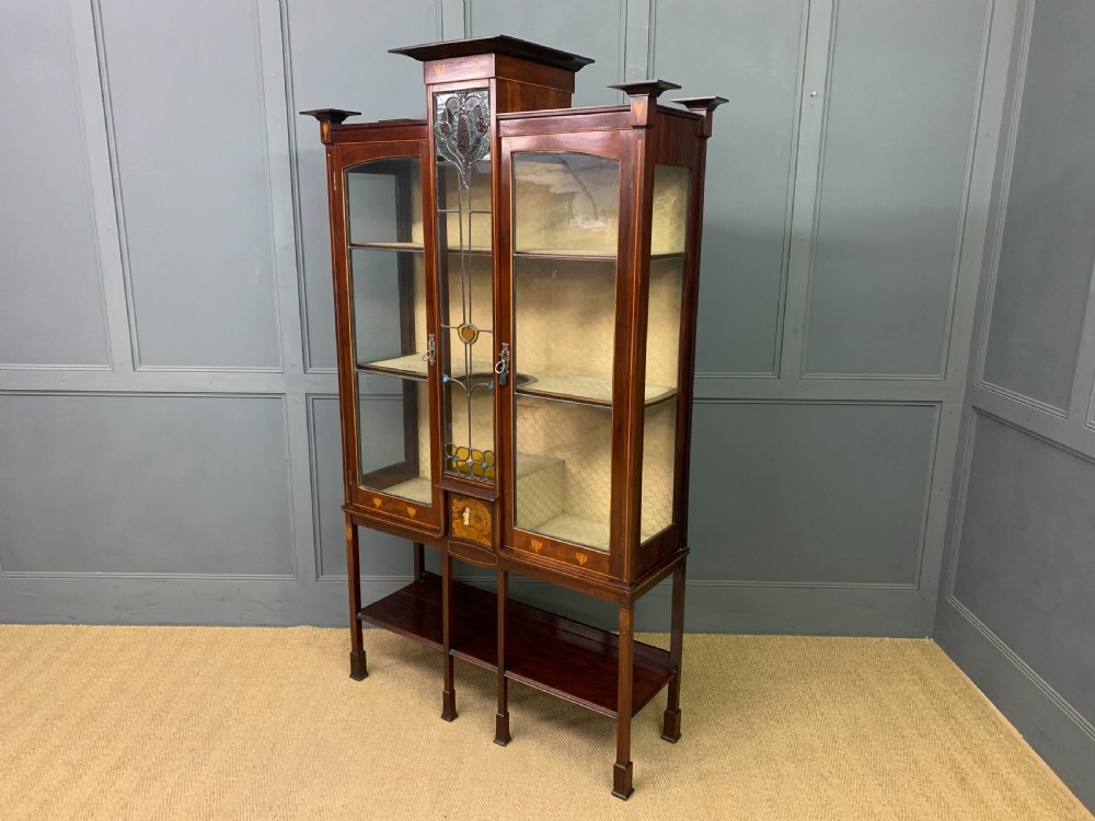 Arts and Crafts Inlaid Mahogany Display Cabinet View XIX
