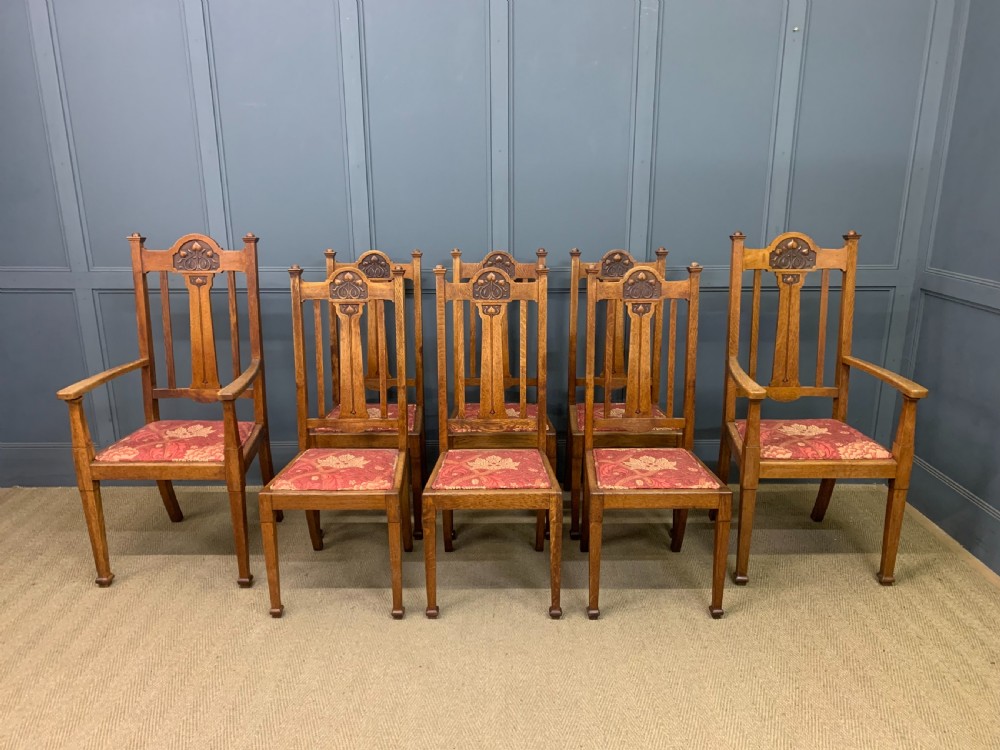 Set of 8 Arts and Crafts Dining Chairs View XIX