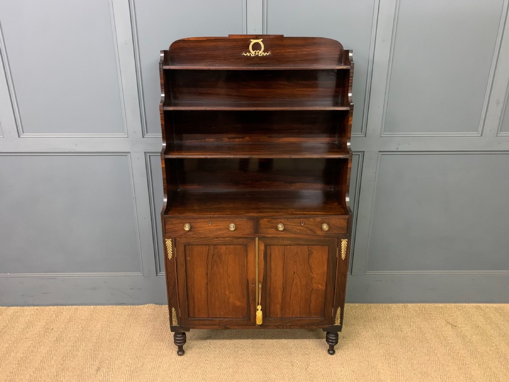 Regency Period Rosewood Waterfall Bookcase View II