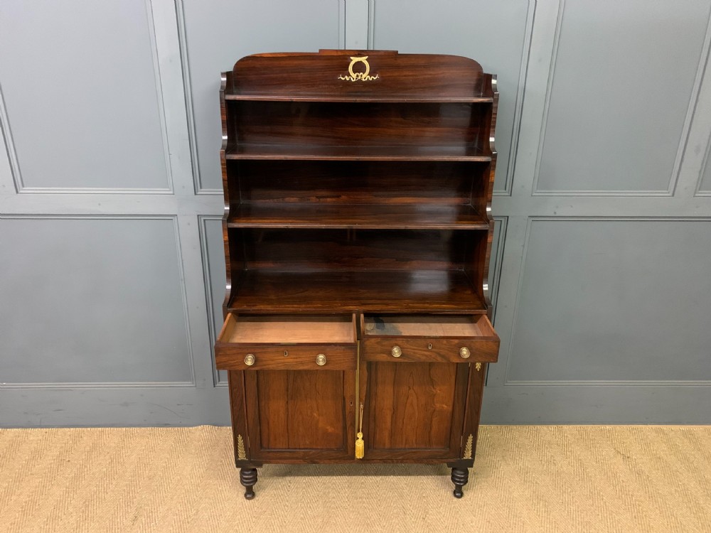 Regency Period Rosewood Waterfall Bookcase View X