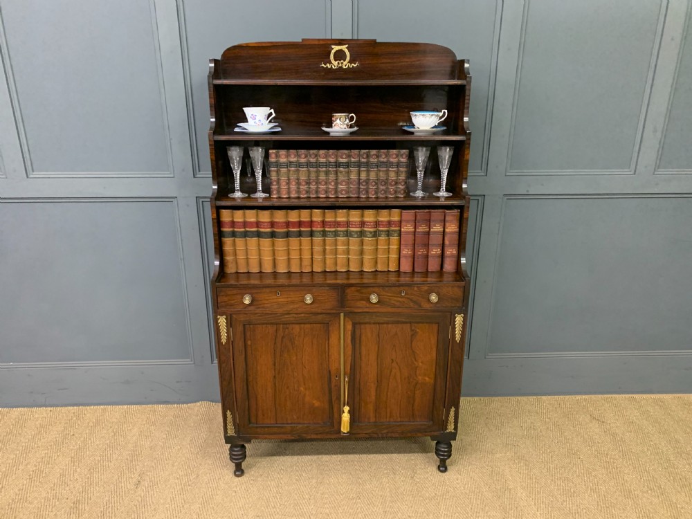Regency Period Rosewood Waterfall Bookcase View XVIII
