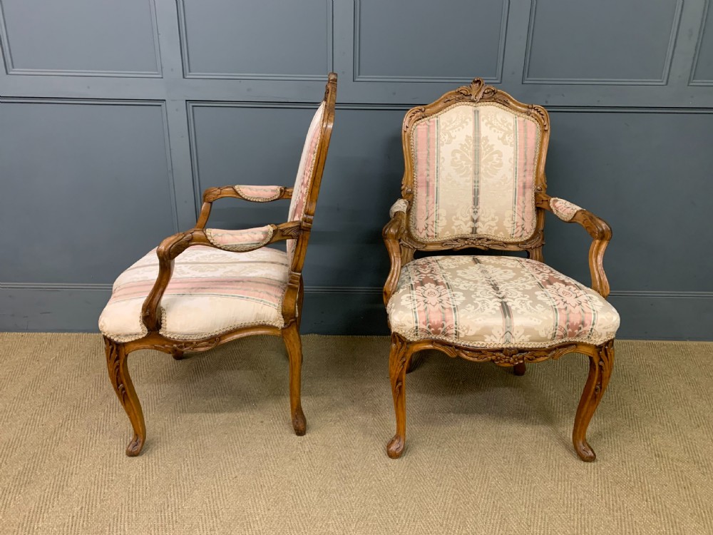 Pair of French Carved Walnut Armchairs View IV