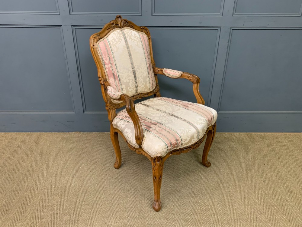 Pair of French Carved Walnut Armchairs View XV