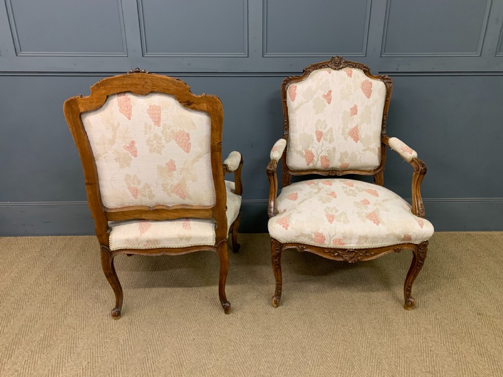 Pair of French Carved Walnut Armchairs View IV