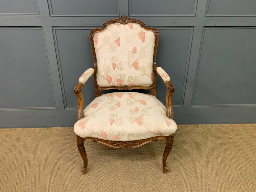 Pair of French Carved Walnut Armchairs View VI