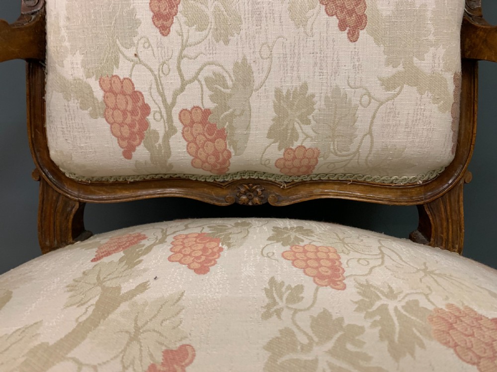 Pair of French Carved Walnut Armchairs View IX