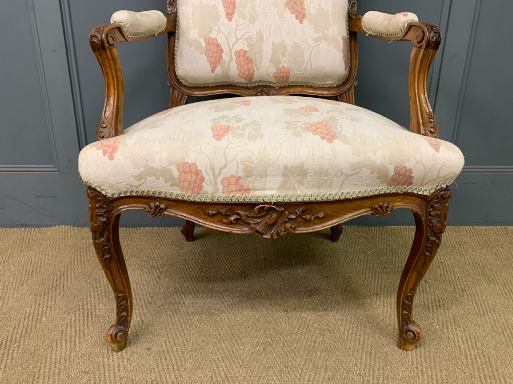 Pair of French Carved Walnut Armchairs View XII