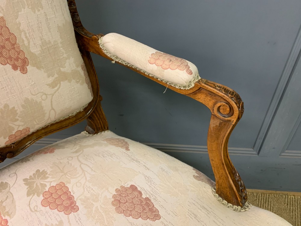 Pair of French Carved Walnut Armchairs View XV