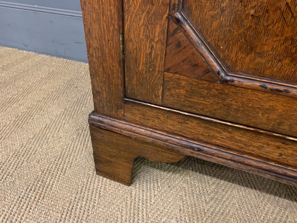 An early nineteenth-century Welsh oak dresser featuring a three-tier open plate rack above a base with drawers, cupboards, and brass hardware. View IX