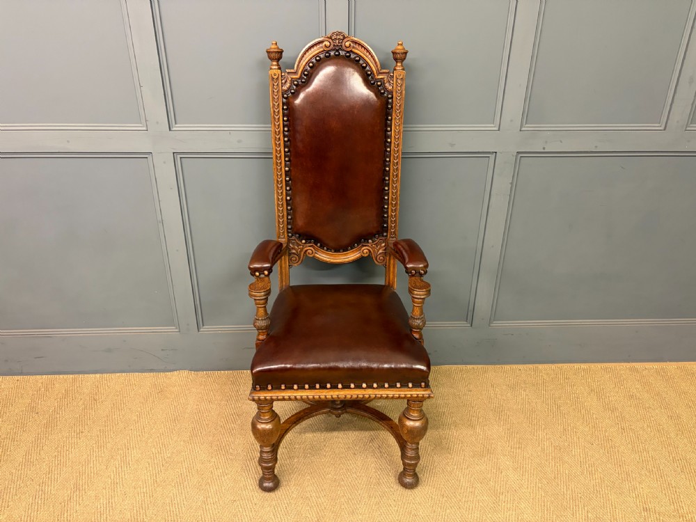 Set of 8 Carved Oak High Back Chairs View VI