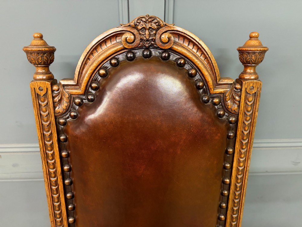 Set of 8 Carved Oak High Back Chairs View VII