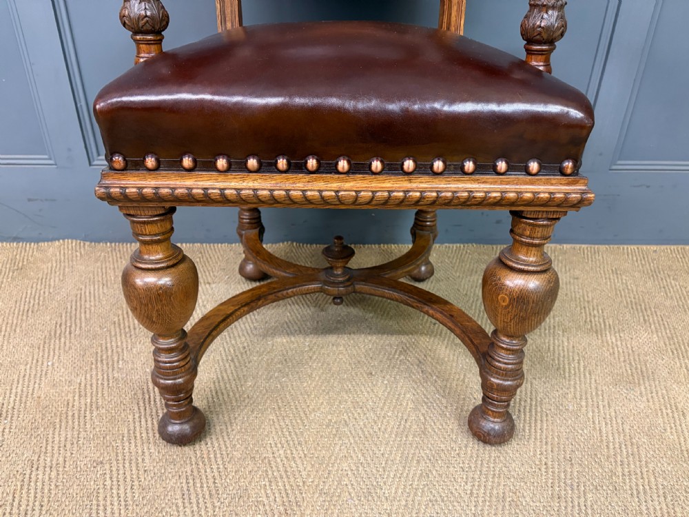 Set of 8 Carved Oak High Back Chairs View XII