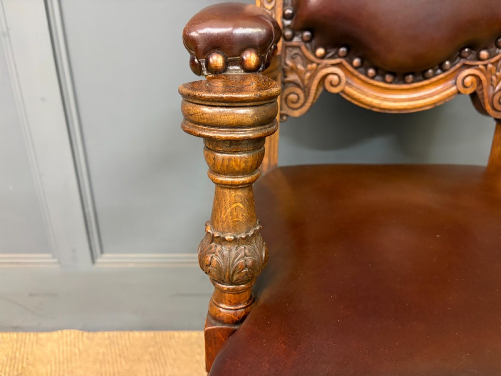 Set of 8 Carved Oak High Back Chairs View XIII