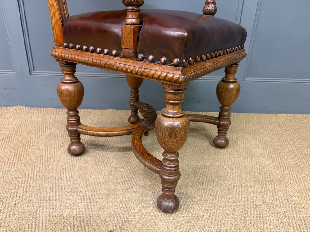 Set of 8 Carved Oak High Back Chairs View XIV