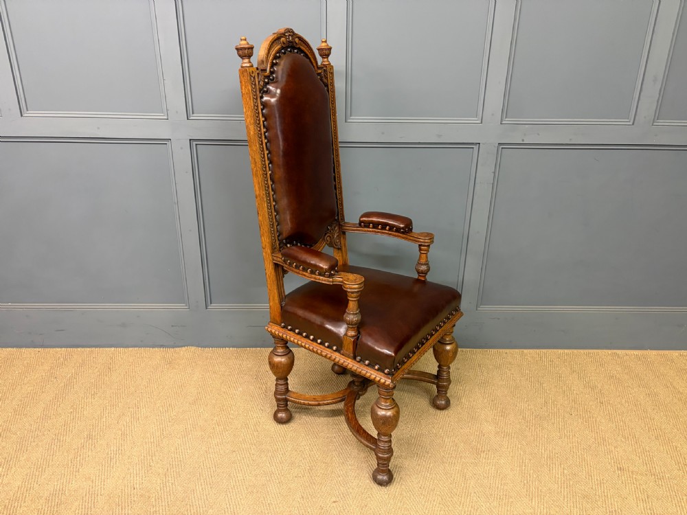 Set of 8 Carved Oak High Back Chairs View XVI