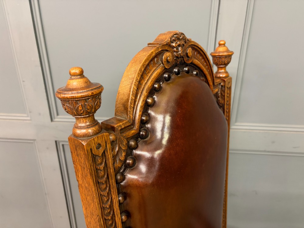Set of 8 Carved Oak High Back Chairs View XVII