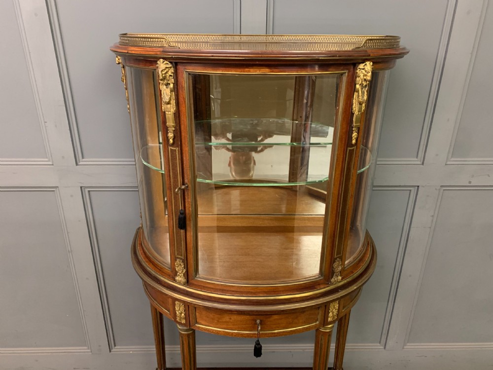 Demi Lune Brass Inlaid French Mahogany Vitrine View III