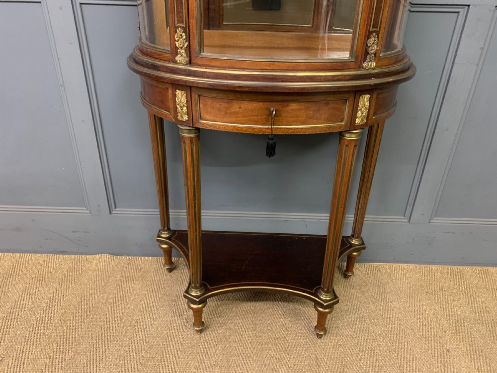 Demi Lune Brass Inlaid French Mahogany Vitrine View V