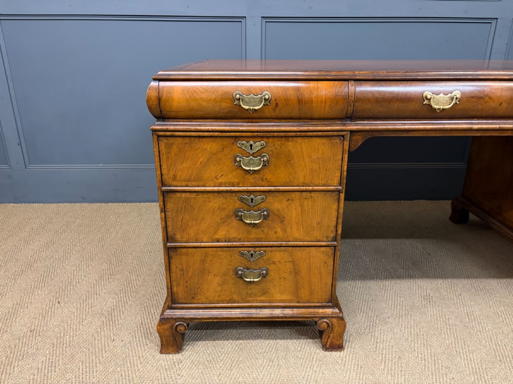 Burr Walnut Partners Pedestal Desk by Maple & Co. View IV