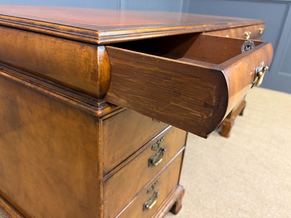 Burr Walnut Partners Pedestal Desk by Maple & Co. View XI