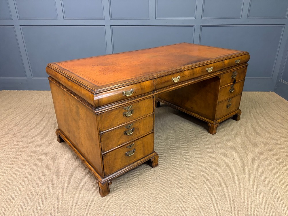 Burr Walnut Partners Pedestal Desk by Maple & Co. View XIII